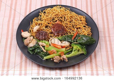 Crisy Noodle Topped Kale Soup.