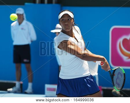 Melbourne Australia - January 10 2017: Raising Australian Tennis teenager Destanee Aiava preparing for the Australian Open at the Kooyong Classic Exhibition tournament