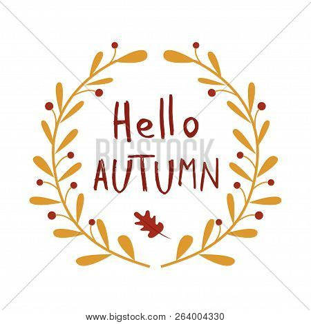 Vector Cute Autumn Illustration In Flat Simple Linear Style