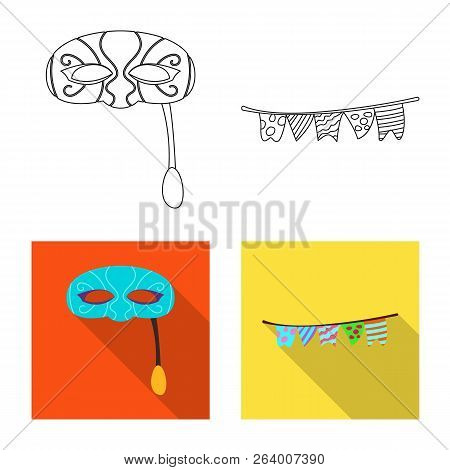 Vector Illustration Of Party And Birthday Icon. Set Of Party And Celebration Vector Icon For Stock.