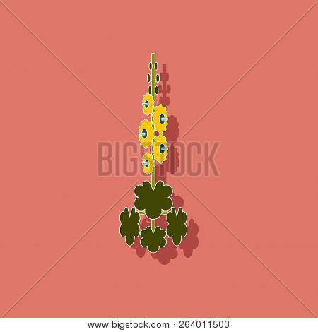 Paper Sticker On Stylish Background Plant Malva