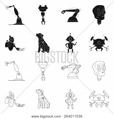 Vector Illustration Of Robot And Factory Icon. Set Of Robot And Space Vector Icon For Stock.
