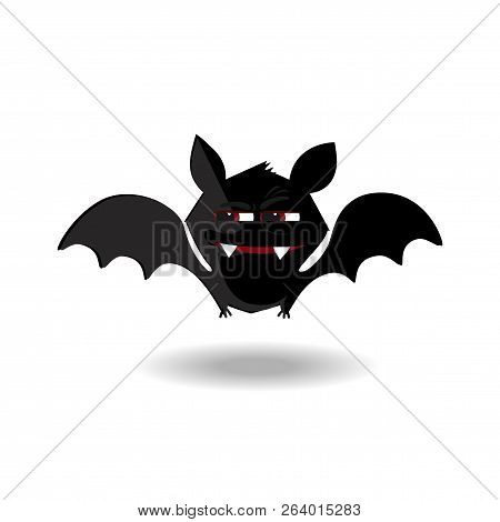 Halloween Clip Art Character Of Happy Flittermouse For Kids Party Holiday Greeting Card, Invitation 