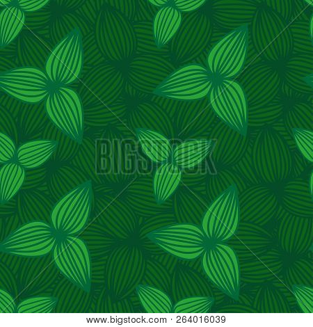 Simple Floral Seamless Vector Pattern. Leaves Background