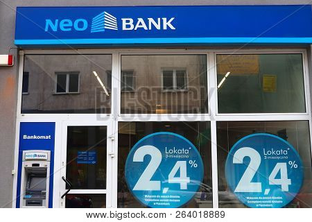 Wroclaw, Poland - May 11, 2018: Neo Bank Branch In Wroclaw, Poland. There Are 36 Banking Companies P