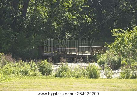 A Viewing Area In A Wildlife Refuge At Dawn.