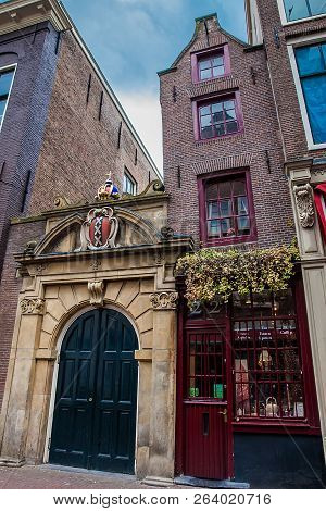 Amsterdam, Netherlands - March, 2018: Facade Of The Smallest House In Amsterdam
