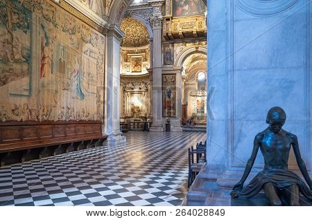 Bergamo, Italy - March 7, 2017: Sculptures, Paintings And Decorations In The Transept Of The S- Mari
