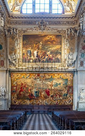 Bergamo, Italy - March 7, 2017: Paintings And Decorations In The Transept Of The S- Maria Maggiore B