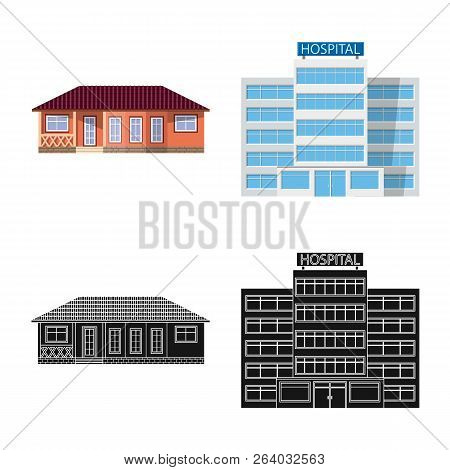 Vector Design Of Building And Front Sign. Collection Of Building And Roof Vector Icon For Stock.