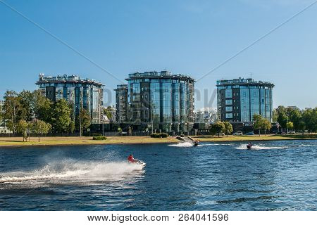 St. Petersburg, Russia, August 2018: Krestovsky Island, A Modern Residential Complex On Deputatskaya