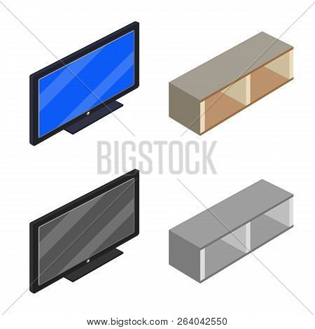 Vector Illustration Of Bedroom And Room Logo. Set Of Bedroom And Furniture Vector Icon For Stock.