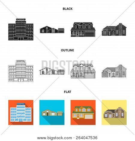 Vector Design Of Building And Front Sign. Collection Of Building And Roof Vector Icon For Stock.