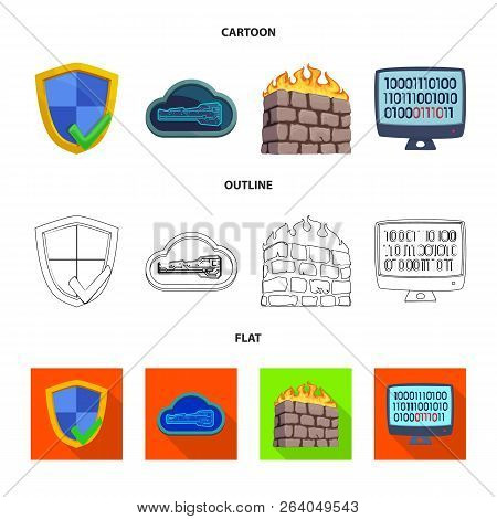 Vector Illustration Of Virus And Secure Icon. Set Of Virus And Cyber Vector Icon For Stock.