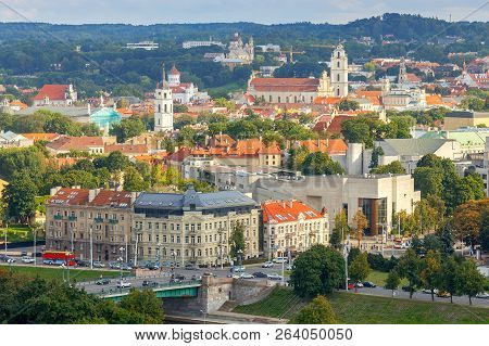 Picturesque Aerial View Of The Historic Center. Vilnius. Lithuania.
