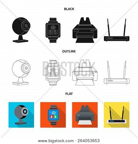 Vector Illustration Of Laptop And Device Logo. Set Of Laptop And Server Stock Vector Illustration.