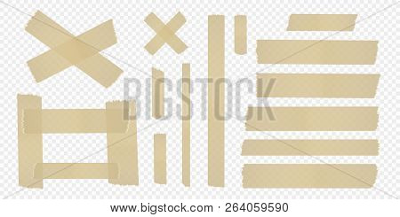 Set Of Adhesive Tape On A Separate Transparent Background. Vector Elements For Your Designs. Eps.