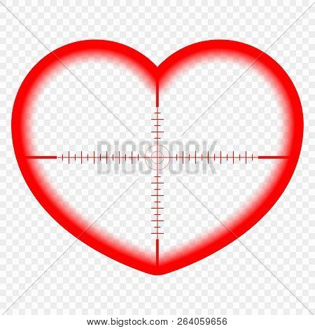 Heart With A Target. The Goal Of Love. The Cupid Concept Takes Aim, Chooses The Target, The Sight Of