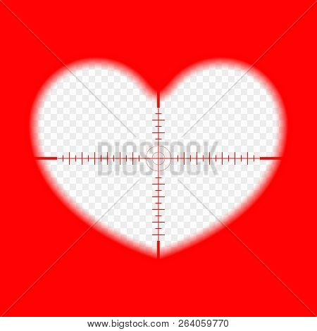 Heart With A Target. The Goal Of Love. The Cupid Concept Takes Aim, Chooses The Target, The Sight Of