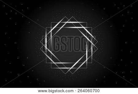 Abstract Vector Illustration Of A Geometric Rectangle In The Center. Frame With With Stars With Dark