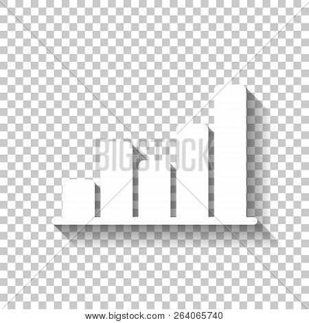 Finance Grapgic, Grow. White Icon With Shadow On Transparent Bac