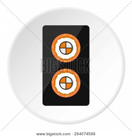 Fish Roll Icon In Flat Circle Isolated On White Background Illustration For Web