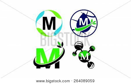 Green Project Solution M Template Set Logo Design