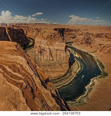 Sunrise At Mather Point, Grand Canyon National Park, Arizona. Photo Shows A Group Of Tourists Watchi