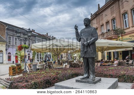 Novi Sad, Serbia - 07-18-2018.  The Statue Of Jasa Tomic, Great Serb Politician And  Journalist,  In