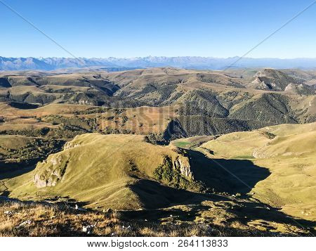 Travel To North Caucasus Region Region - View Of Caucasus Mountains From Bermamyt Plateau At Septemb