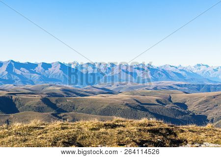 Travel To North Caucasus Region Region - View Of Caucasus Mountain Range From Bermamyt Plateau At Au