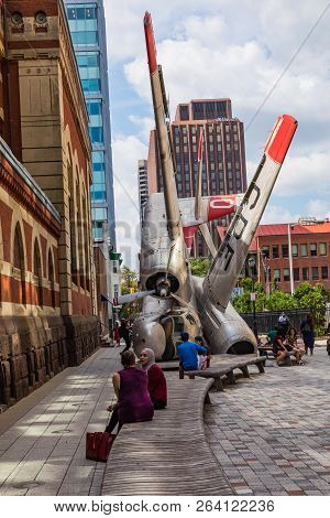 Philadelphia - Usa - September 19, 2018: Artistic Plane At Art District. Popular Touristic Places In