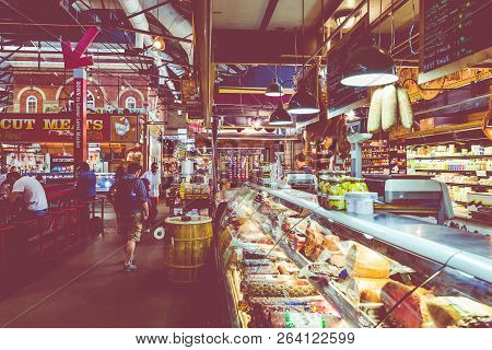 Philadephia, Usa - September 19, 2018: Terminal Market In Philadelphia, Usa.
