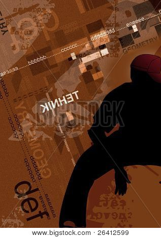 abstract,background,numbers letters man silhouette,retro futuristic