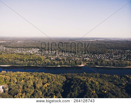 River And Green Forest. City Ufa, Russia.