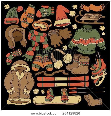 Winter Clothes Christmas Retro Vintage Set Collection