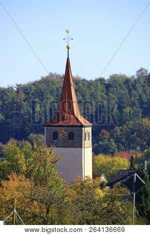 Recording Of The Historic Church Tower In The Village Of Weissach