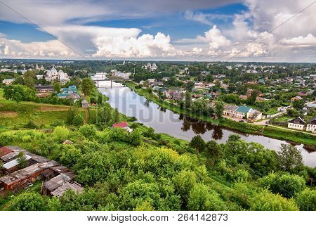 Panoramic View From The Bell Tower Of Borisoglebsky Monastery In Torzhok, Russia