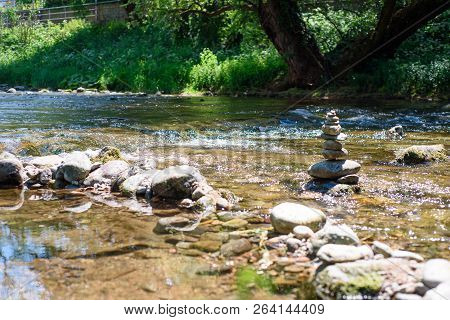 River In The City Of Freiburg, Germany, Stones