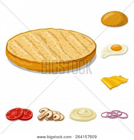 Vector Design Of Burger And Sandwich Sign. Collection Of Burger And Slice Stock Vector Illustration.