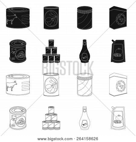 Vector Illustration Of Can And Food Logo. Set Of Can And Package Stock Vector Illustration.