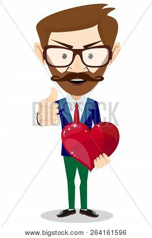 Icon For Person With Big Heart - Concept . Stock Flat Vector Illustration.