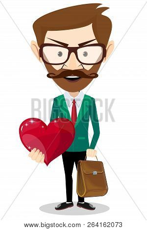 Icon For Person With Big Heart - Concept . Stock Flat Vector Illustration.