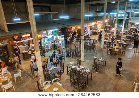 Kalasin,thailand - March 3, 2018: The Rocemill Market,night Street Food Market In Kalasin,thailand