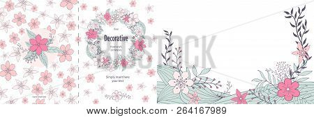 Cute Floral Two Sided Greeting Card Template