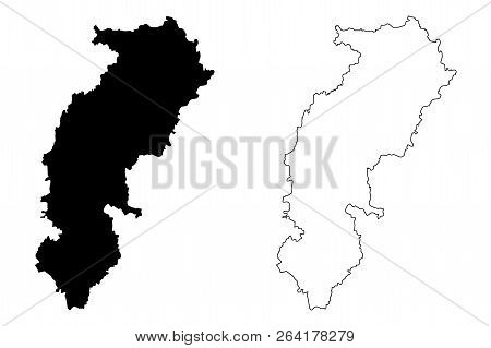 Chhattisgarh (states And Union Territories Of India, Federated States, Republic Of India) Map Vector