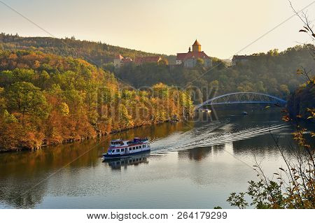 Castle Veveri - City Of Brno, Czech Republic - Europe. Beautiful Autumn Landscape With Castle. Brno