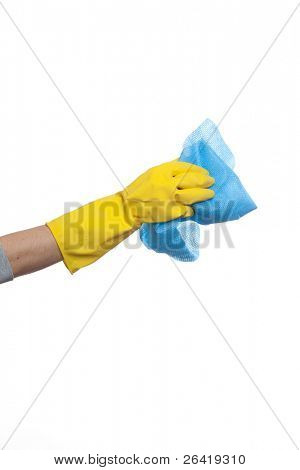Fensterdarstellung Person abwischen mit Lappen