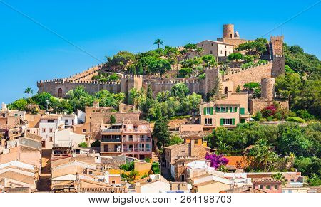 Beautiful View Of Medieval Castle And Old Town Of Capdepera On Mallorca Island