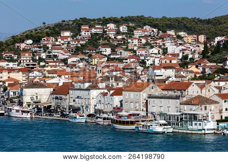 Trogir, Croatia, July 24, 2018: Trogir, A Historic Town And Harbor On The Adriatic Coast Of Croatia,